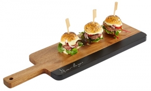 Presentationsplatte Akazienholz/Naturschiefer